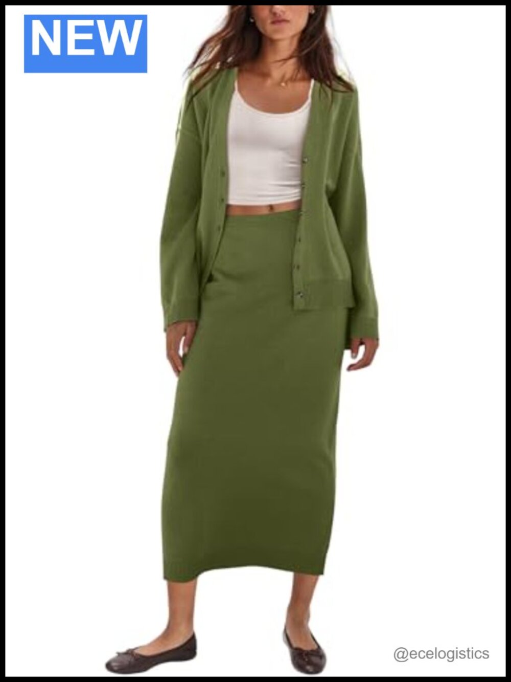 2 Piece Knit Sweater and Maxi Skirt Set Women Fall Lounge Pull On